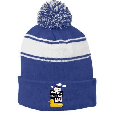 Whatever Floats Your Boat Stripe Pom Pom Beanie