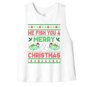 We Fish You A Christmas Fishers Ugly Xmas Women's Racerback Cropped Tank