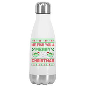 We Fish You A Christmas Fishers Ugly Xmas Stainless Steel Insulated Water Bottle