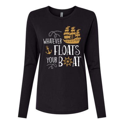 Whatever Floats Your Boat Funny Pirate Ship Womens Cotton Relaxed Long Sleeve T-Shirt