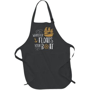 Whatever Floats Your Boat Funny Pirate Ship Full-Length Apron With Pockets