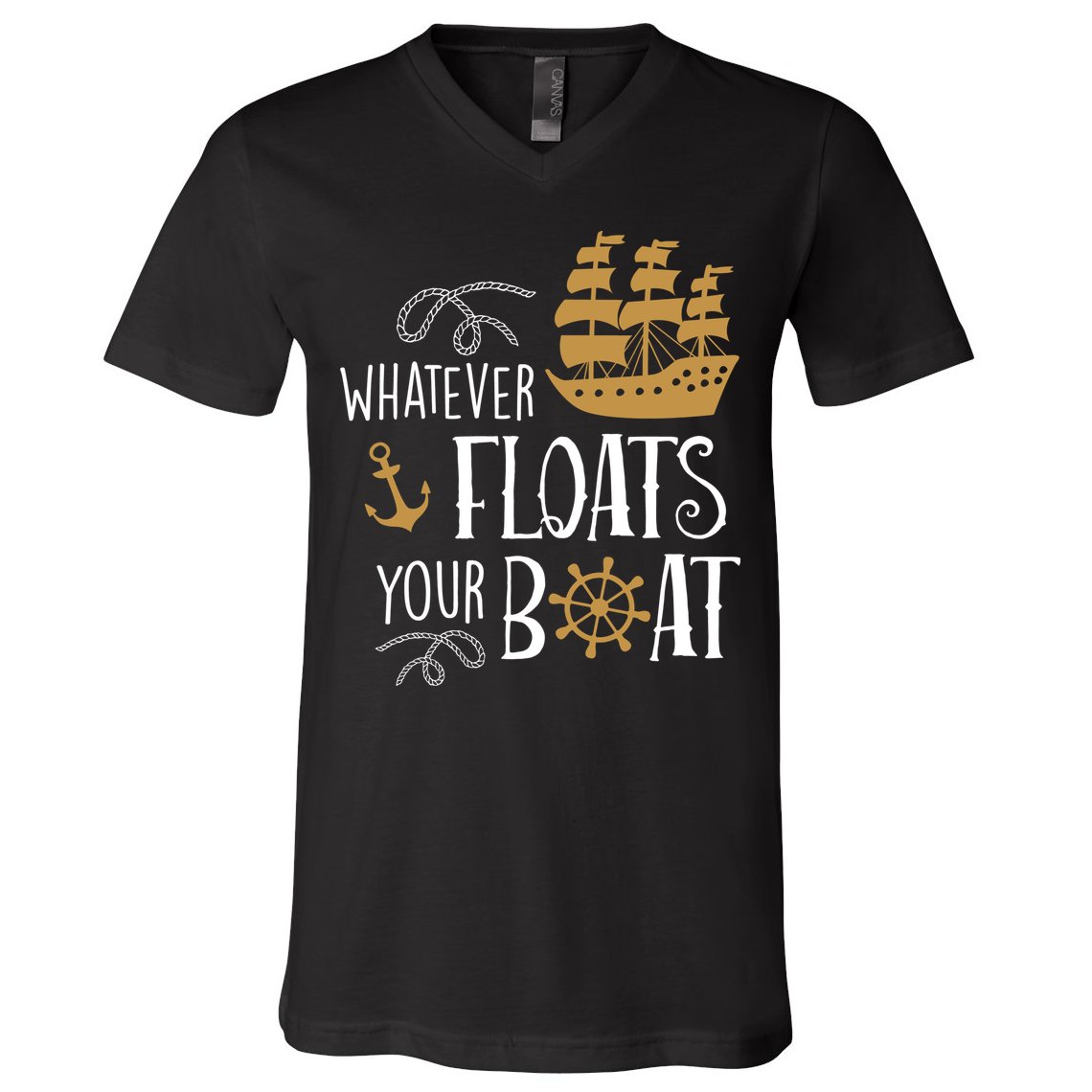 Whatever Floats Your Boat Funny Pirate Ship V-Neck T-Shirt