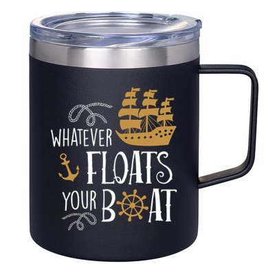 Whatever Floats Your Boat Funny Pirate Ship 12oz Stainless Steel Coffee Mug