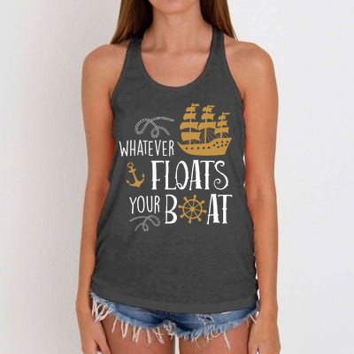 Whatever Floats Your Boat Funny Pirate Ship Women's Knotted Racerback Tank