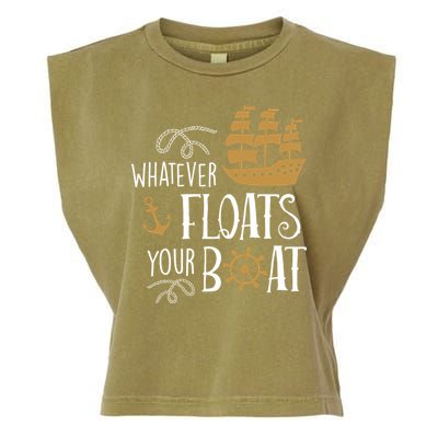 Whatever Floats Your Boat Funny Pirate Ship Garment-Dyed Women's Muscle Tee