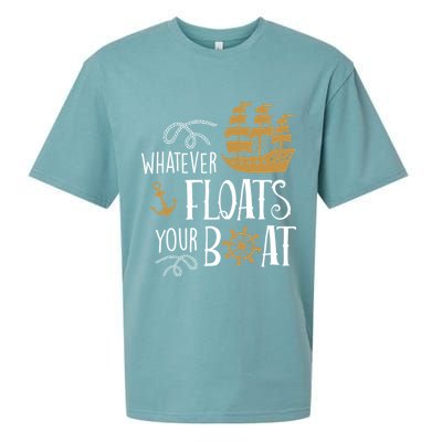 Whatever Floats Your Boat Funny Pirate Ship Sueded Cloud Jersey T-Shirt
