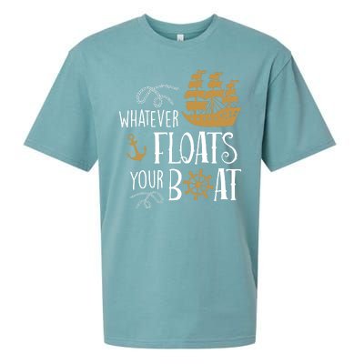 Whatever Floats Your Boat Funny Pirate Ship Sueded Cloud Jersey T-Shirt