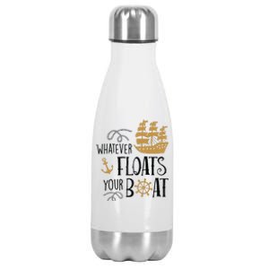 Whatever Floats Your Boat Funny Pirate Ship Stainless Steel Insulated Water Bottle