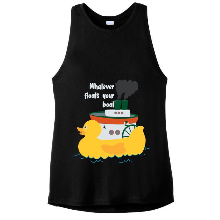 Whatever Floats Your Boat Funny Floaty Duck Ladies PosiCharge Tri-Blend Wicking Tank