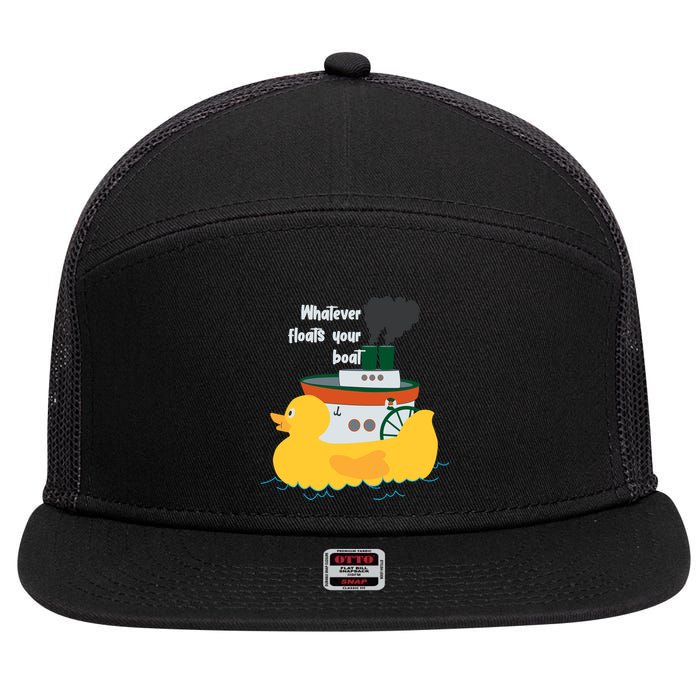 Whatever Floats Your Boat Funny Floaty Duck 7 Panel Mesh Trucker Snapback Hat