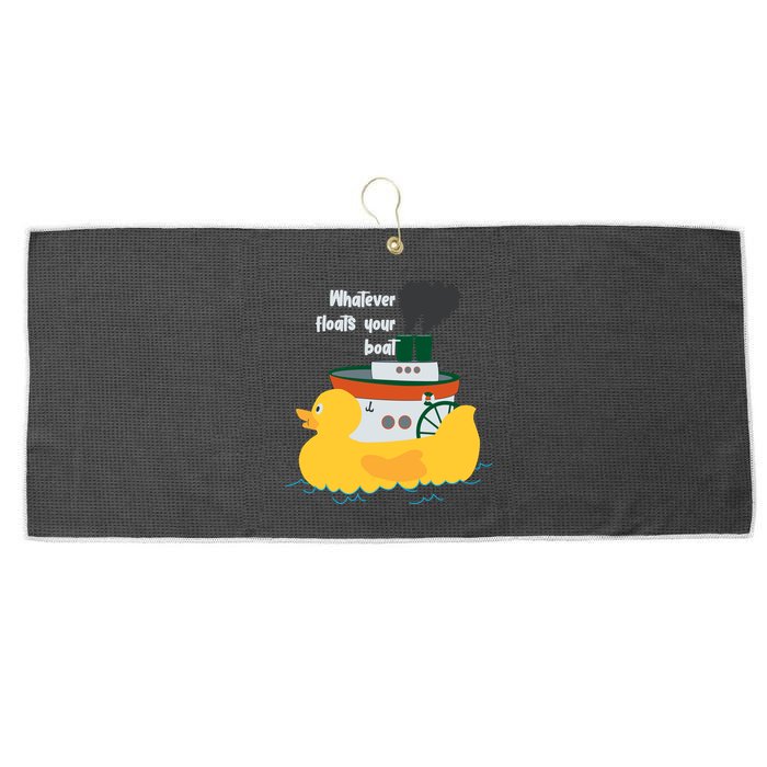 Whatever Floats Your Boat Funny Floaty Duck Large Microfiber Waffle Golf Towel
