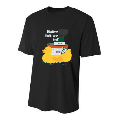 Whatever Floats Your Boat Funny Floaty Duck Youth Performance Sprint T-Shirt