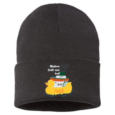 Whatever Floats Your Boat Funny Floaty Duck Sustainable Knit Beanie