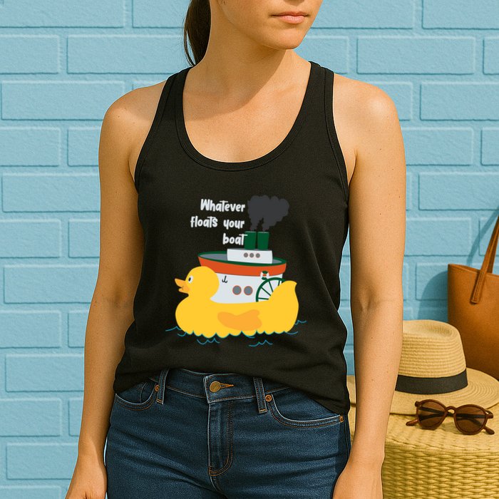 Whatever Floats Your Boat Funny Floaty Duck Womens Tank Top