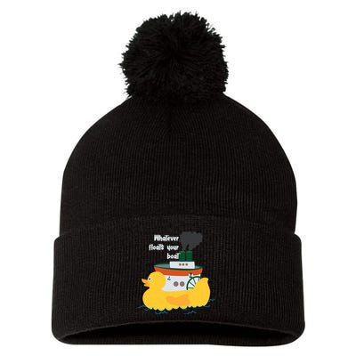 Whatever Floats Your Boat Funny Floaty Duck Pom Pom 12in Knit Beanie