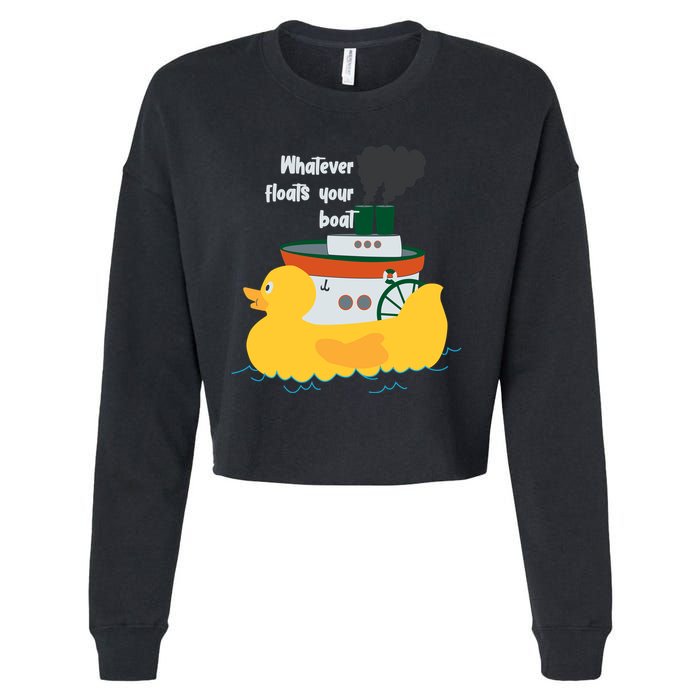 Whatever Floats Your Boat Funny Floaty Duck Cropped Pullover Crew