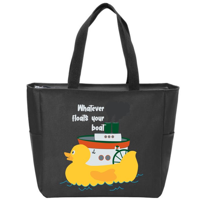 Whatever Floats Your Boat Funny Floaty Duck Zip Tote Bag