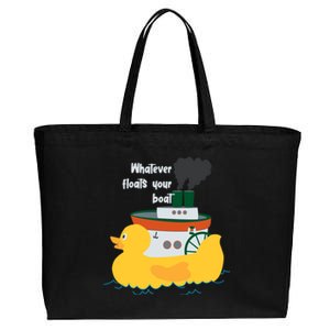 Whatever Floats Your Boat Funny Floaty Duck Cotton Canvas Jumbo Tote