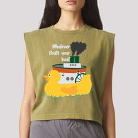Whatever Floats Your Boat Funny Floaty Duck Garment-Dyed Women's Muscle Tee