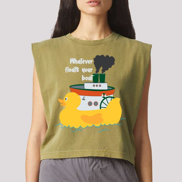 Whatever Floats Your Boat Funny Floaty Duck Garment-Dyed Women's Muscle Tee