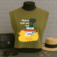 Whatever Floats Your Boat Funny Floaty Duck Garment-Dyed Women's Muscle Tee