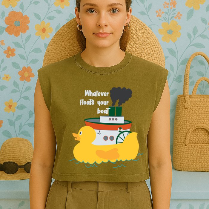 Whatever Floats Your Boat Funny Floaty Duck Garment-Dyed Women's Muscle Tee