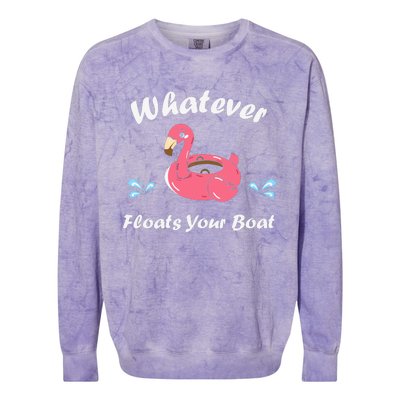 Whatever Floats Your Boat Funny Flamingo Colorblast Crewneck Sweatshirt