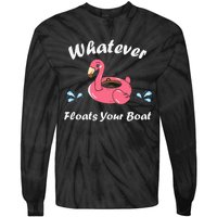 Whatever Floats Your Boat Funny Flamingo Tie-Dye Long Sleeve Shirt