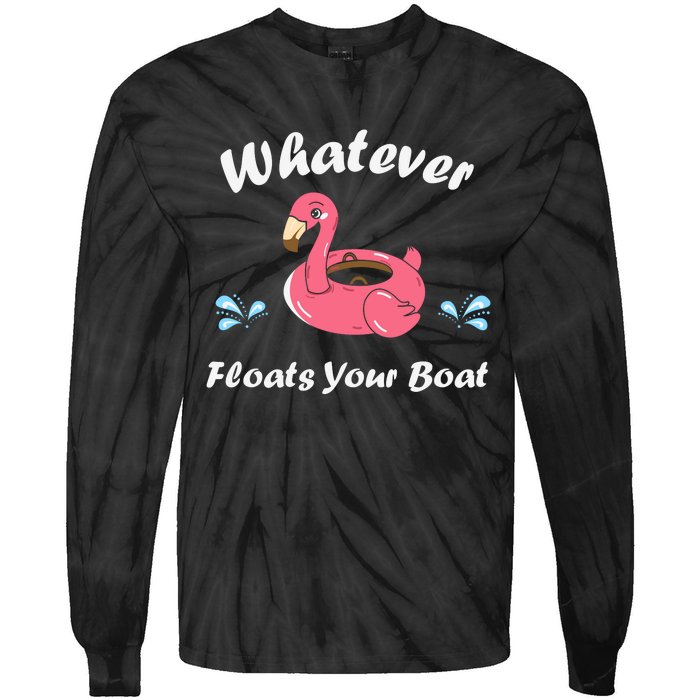 Whatever Floats Your Boat Funny Flamingo Tie-Dye Long Sleeve Shirt