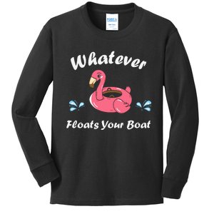 Whatever Floats Your Boat Funny Flamingo Kids Long Sleeve Shirt