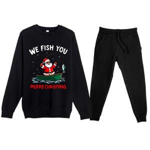 We Fish You A Merry Funny Christmas Fishing Fisherman Santa Premium Crewneck Sweatsuit Set