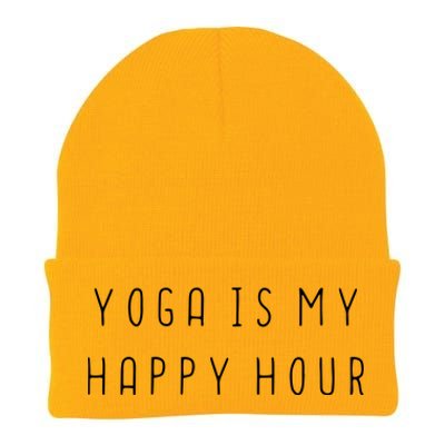 Womens Funny Yoga Lover Peace Gift Yoga Is My Happy Hour VNeck Knit Cap Winter Beanie