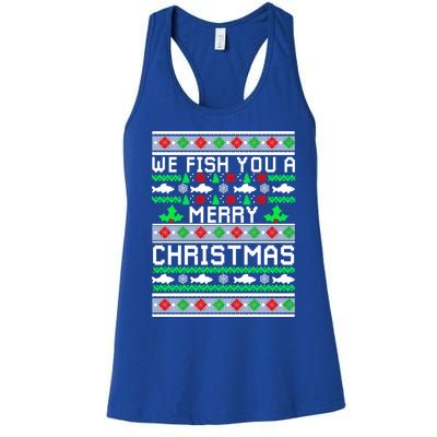 We Fish You A Merry Christmas Fishers Ugly Xmas Sweater Great Gift Women's Racerback Tank