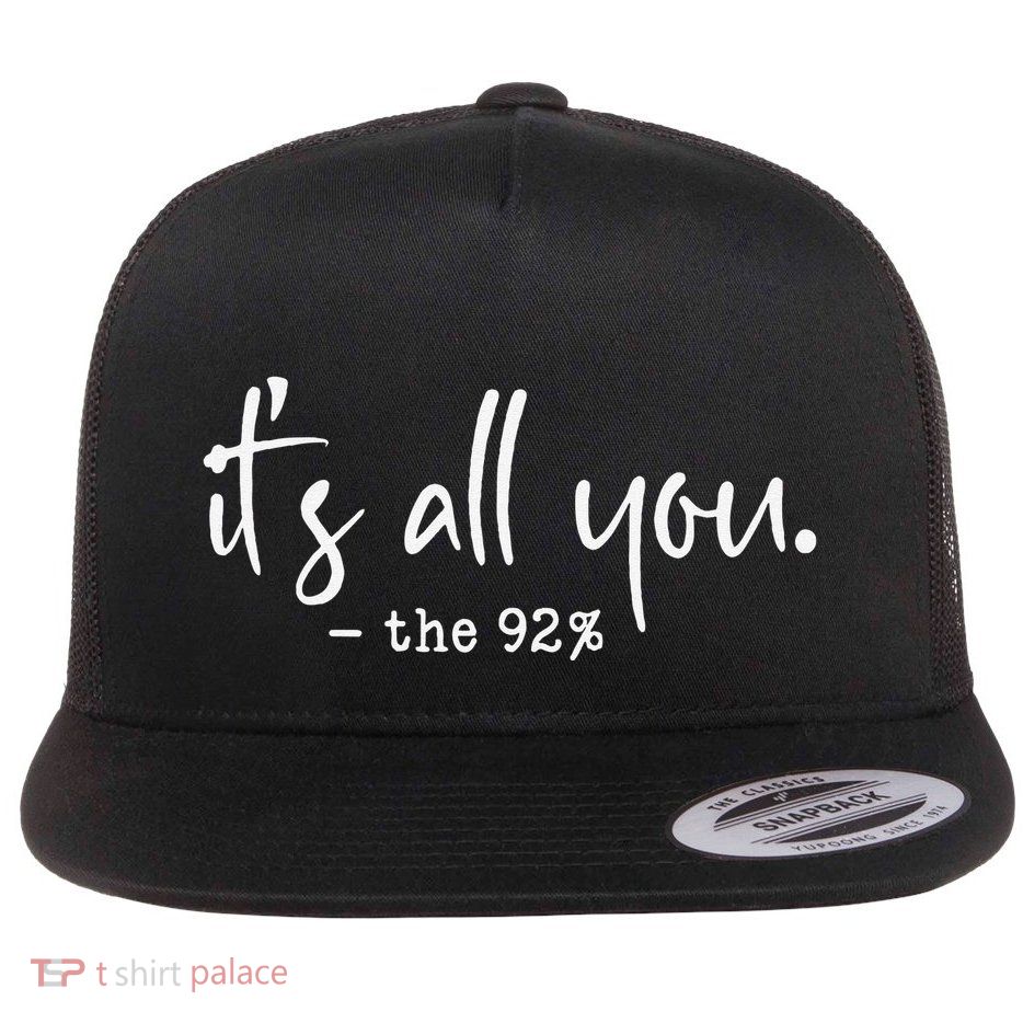 Women Girl 92 Percent 92 Black Woman Voting Election Flat Bill Trucker Hat