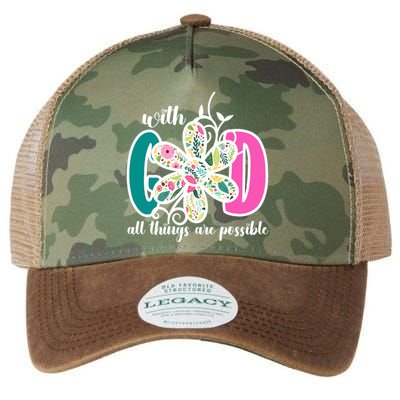 With God All Things Are Possible Floral Faith Legacy Tie Dye Trucker Hat