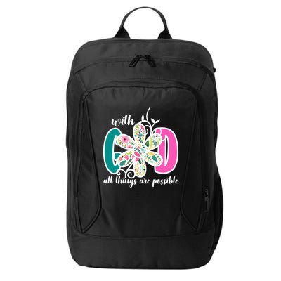 With God All Things Are Possible Floral Faith City Backpack