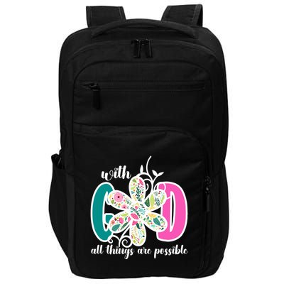 With God All Things Are Possible Floral Faith Impact Tech Backpack
