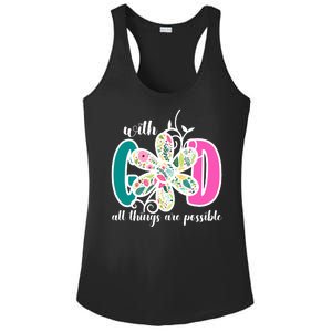 With God All Things Are Possible Floral Faith Ladies PosiCharge Competitor Racerback Tank