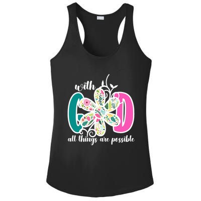 With God All Things Are Possible Floral Faith Ladies PosiCharge Competitor Racerback Tank