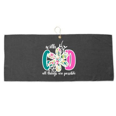 With God All Things Are Possible Floral Faith Large Microfiber Waffle Golf Towel