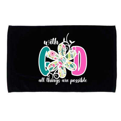 With God All Things Are Possible Floral Faith Microfiber Hand Towel
