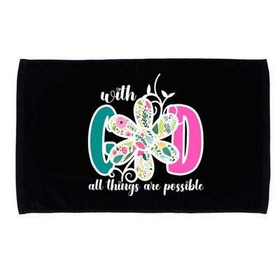 With God All Things Are Possible Floral Faith Microfiber Hand Towel