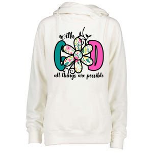 With God All Things Are Possible Floral Faith Womens Funnel Neck Pullover Hood