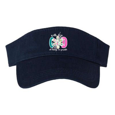 With God All Things Are Possible Floral Faith Valucap Bio-Washed Visor