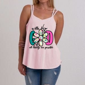 With God All Things Are Possible Floral Faith Women's Strappy Tank