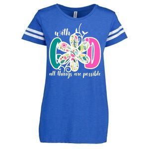 With God All Things Are Possible Floral Faith Enza Ladies Jersey Football T-Shirt