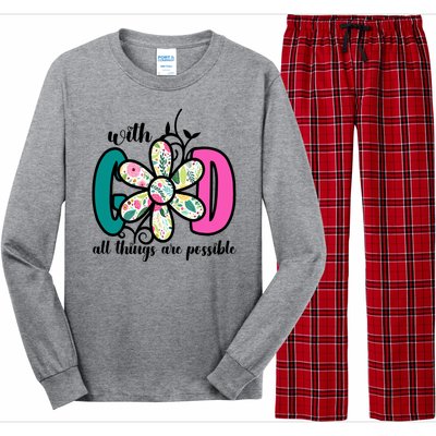 With God All Things Are Possible Floral Faith Long Sleeve Pajama Set