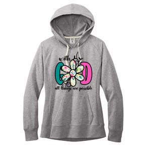 With God All Things Are Possible Floral Faith Women's Fleece Hoodie