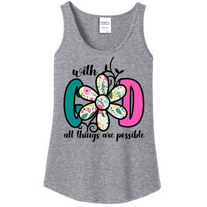 With God All Things Are Possible Floral Faith Ladies Essential Tank