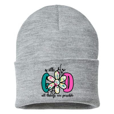 With God All Things Are Possible Floral Faith Sustainable Knit Beanie